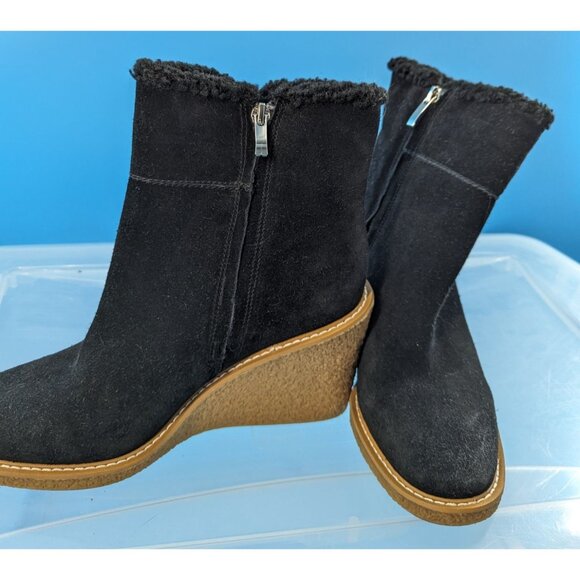 Franco Sarto NWOT‎ Ulayna Women’s Suede Faux Fur Lined Wedge Boots Size 9 - Picture 5 of 10